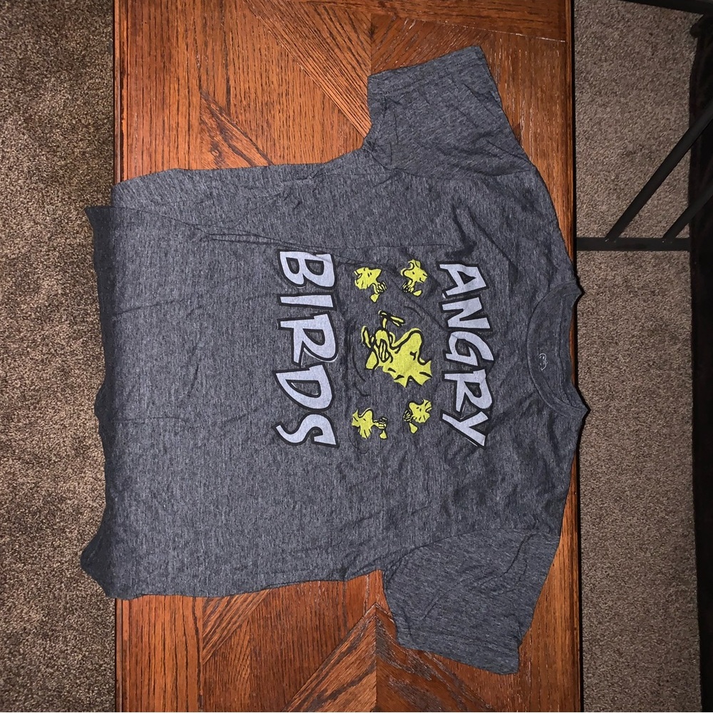 Peanuts Gray Angry Birds T-Shirt